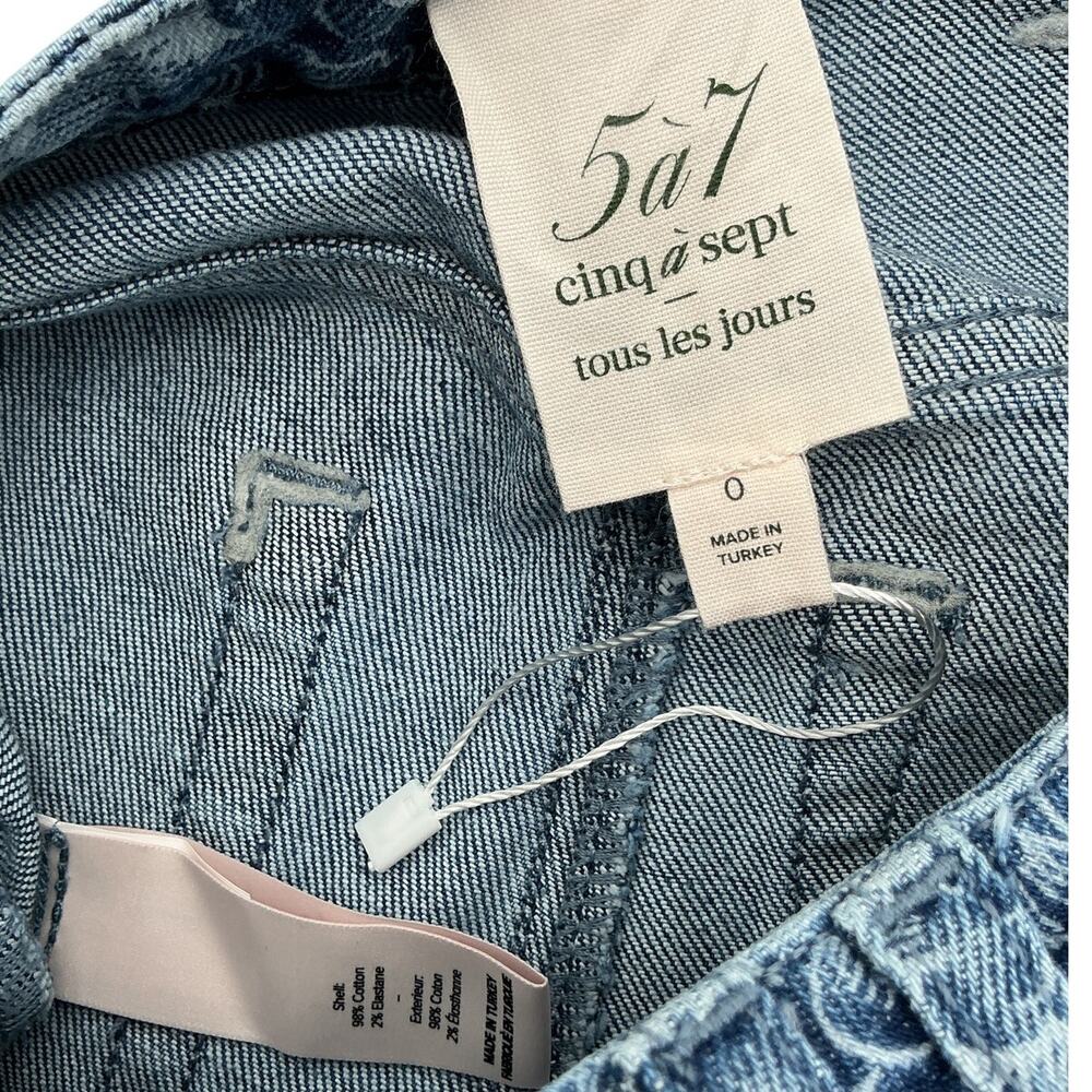 Cinq A Sept Floral Blue Vivian Denim Jeans Size 0 - Picture 4 of 4